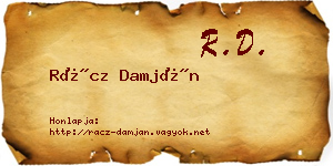 Rácz Damján névjegykártya